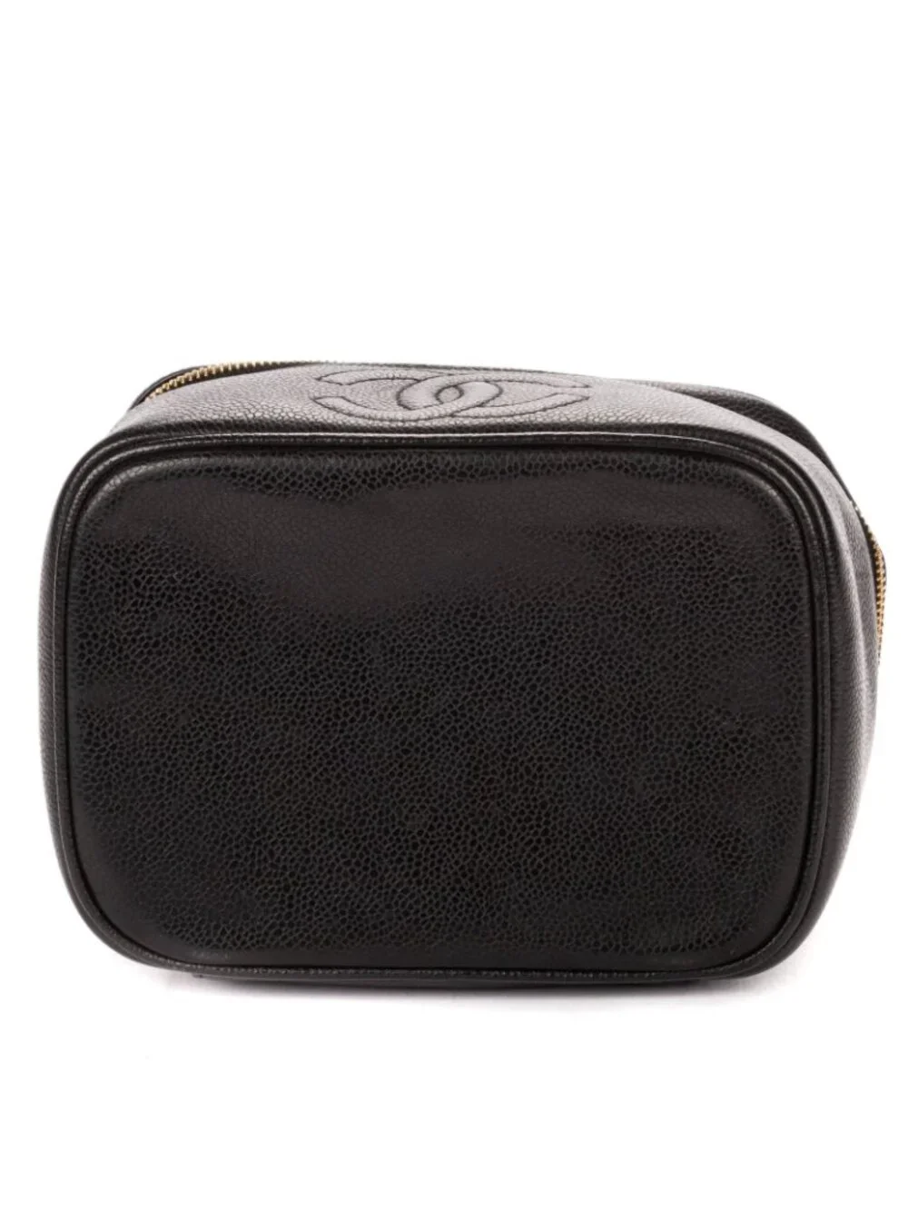 Chanel CC Logo Vanity Bag Black Caviar Leather